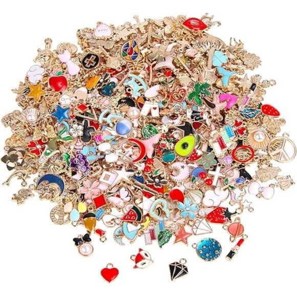 350Pcs Bracelet Charms Jewelry Making Charms Assorted Gold Plated Enamel - Picture 7 of 7